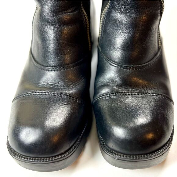 Harley Davidson Amherst Leather Double Zip Chunky Heel Ankle Boots - Picture 4 of 10
